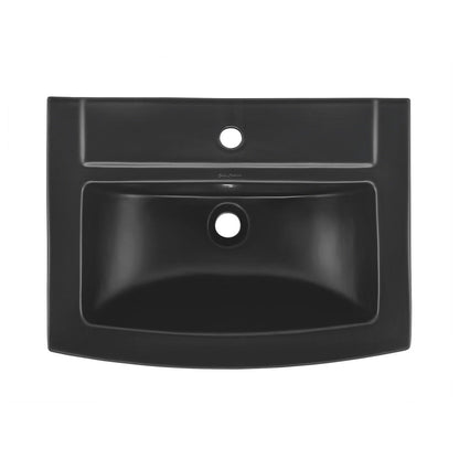 Swiss Madison Sublime Square Two-Piece Pedestal Sink in Matte Black