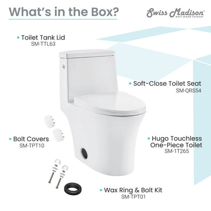 Swiss Madison Hugo One-Piece Elongated Toilet Dual-Flush 1.1/1.6 gpf, Touchless