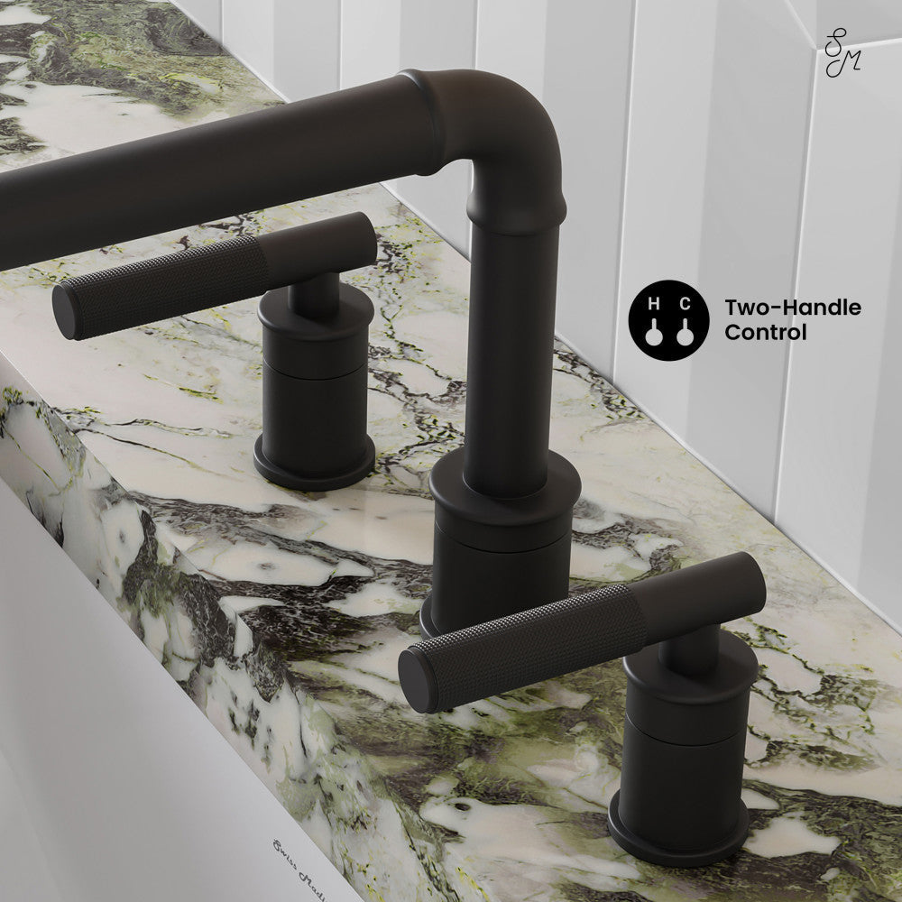 Swiss Madison Avallon 8 in. Widespread, Sleek Handle, Bathroom Faucet in Matte Black