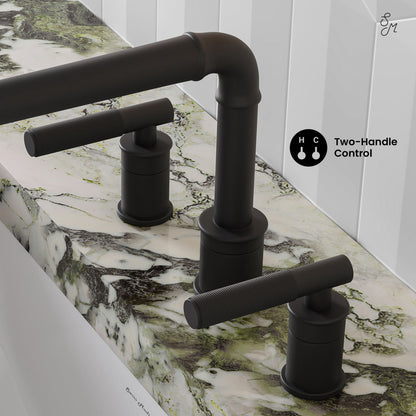 Swiss Madison Avallon 8 in. Widespread, Sleek Handle, Bathroom Faucet in Matte Black
