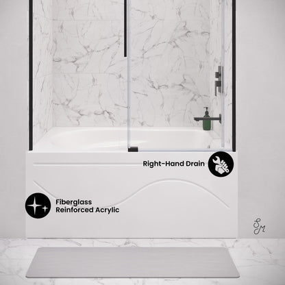 Swiss Madison Ivy 54'' x 30" Bathtub with Apron Right Hand Drain in White