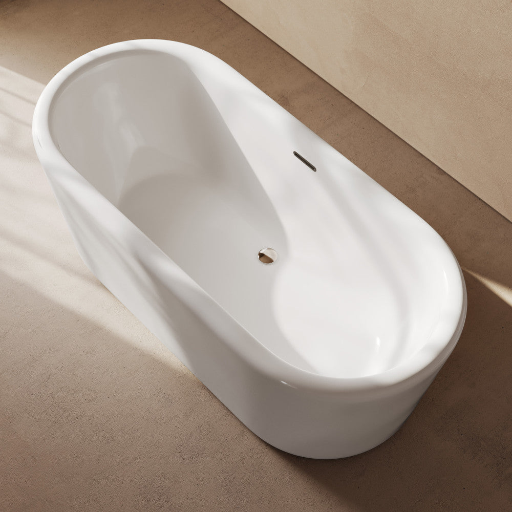 Swiss Madison Nanterre 68" Soaking Freestanding Bathtub in Glossy White, Drain Included