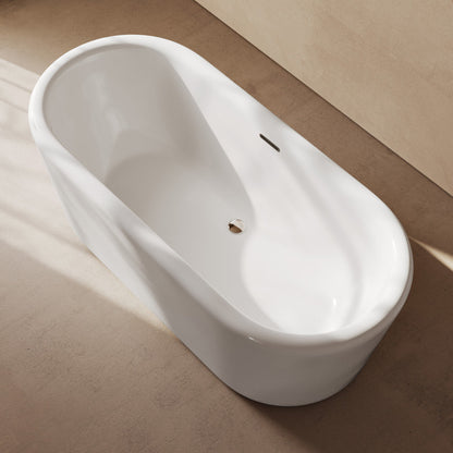 Swiss Madison Nanterre 68" Soaking Freestanding Bathtub in Glossy White, Drain Included