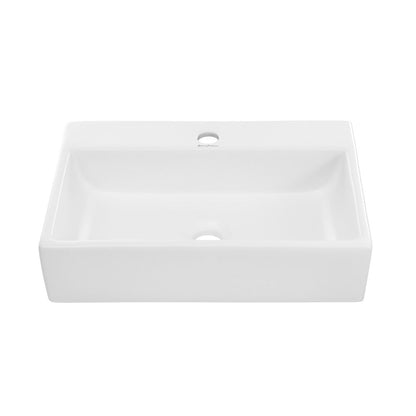 Swiss Madison Claire 20 Rectangle Ceramic Vessel Sink, Matte White