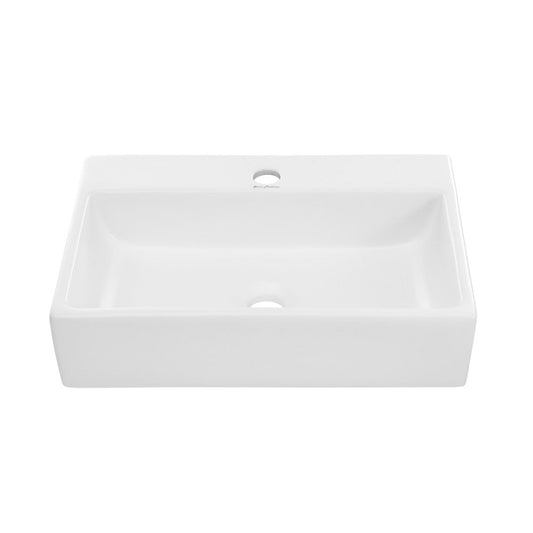 Swiss Madison Claire 20 Rectangle Ceramic Vessel Sink, Matte White