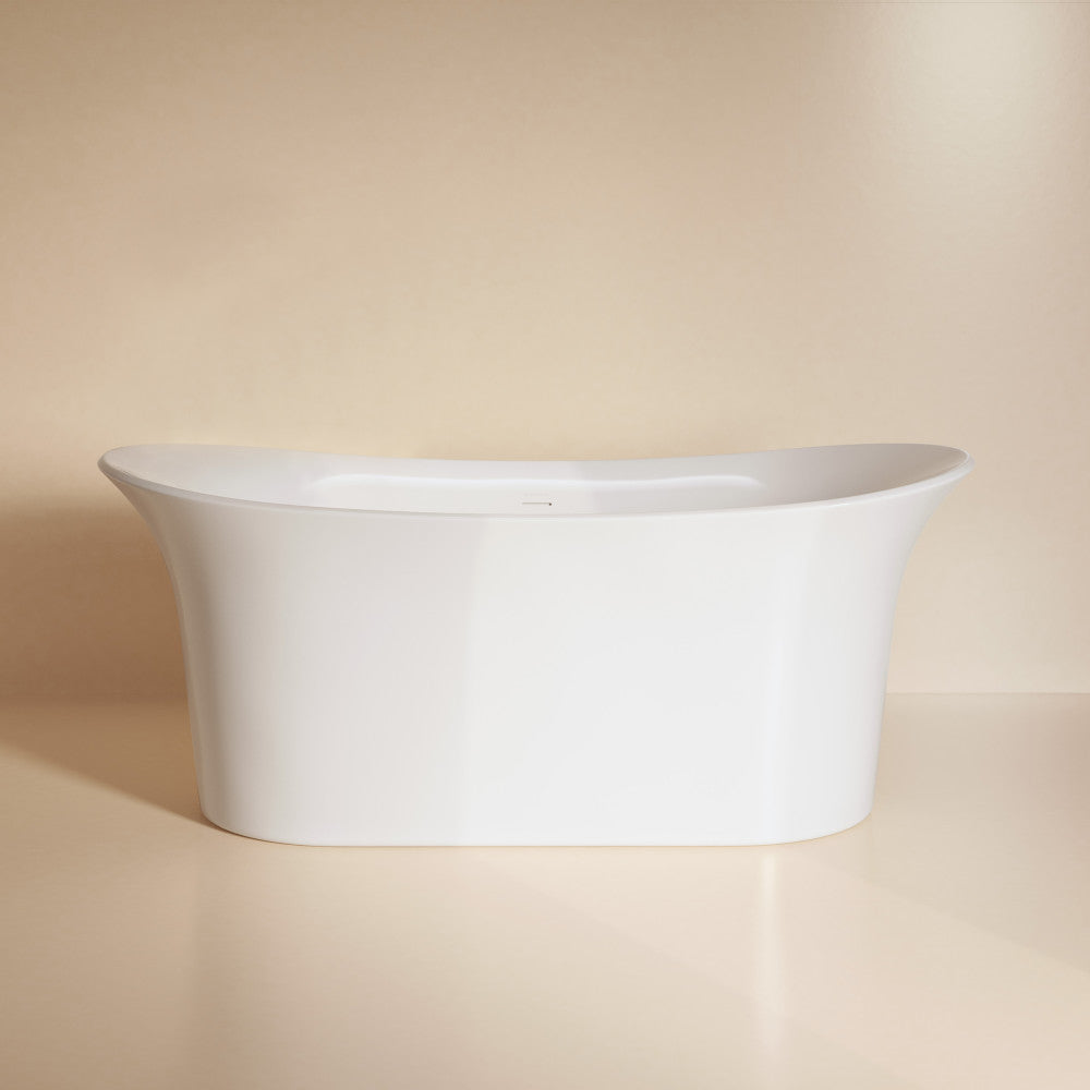 Swiss Madison Cascade 66" Double Slipper Soaking Freestanding Bathtub in Glossy White, Drain Included