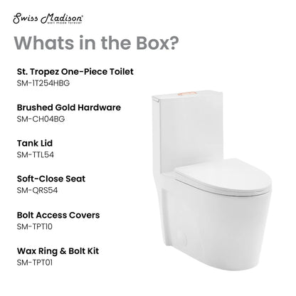 Swiss Madison St. Tropez One Piece Elongated Toilet Dual Vortex™ Flush, Rose Gold Hardware