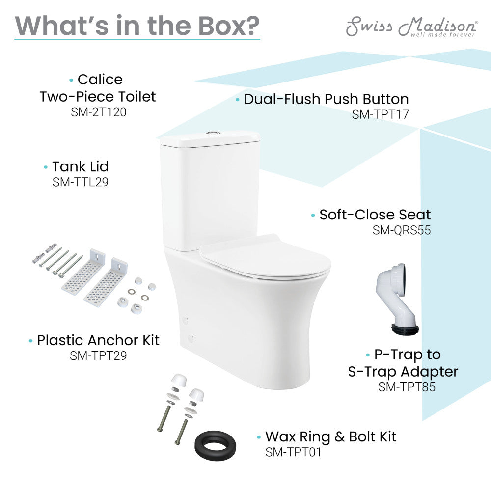 Swiss Madison Calice Two-Piece Elongated Rear Outlet Toilet Dual-Flush 1.1/1.6 gpf