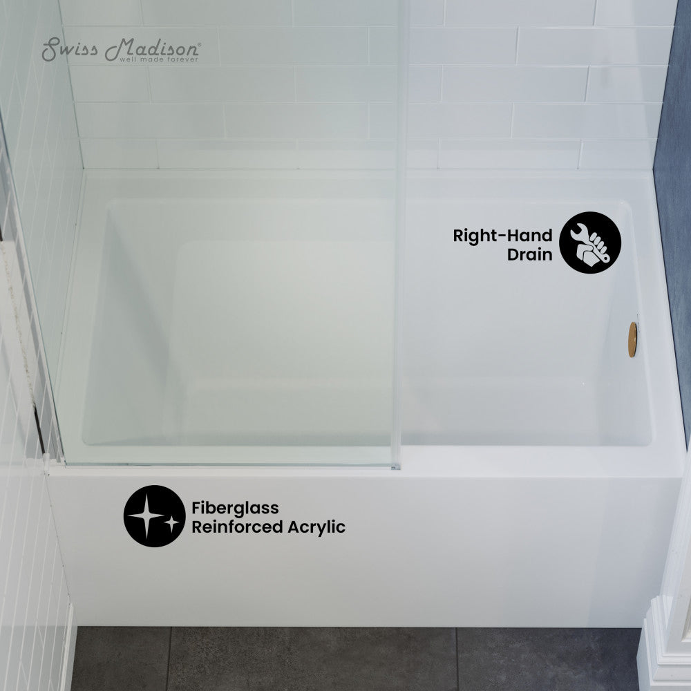 Swiss Madison Voltaire 48" x 32" Right-Hand Drain Alcove Bathtub with Apron