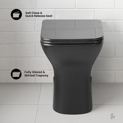 Swiss Madison Carre Back-to-Wall Elongated Toilet Bowl in Matte Black