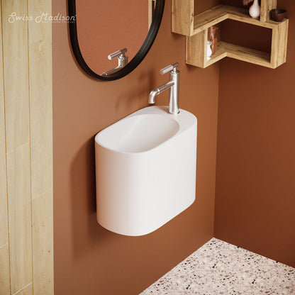 Swiss Madison Terre 18" Right Side Faucet Wall-Mount Bathroom Sink in White
