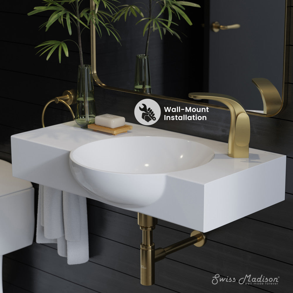 Swiss Madison Chateau 30" Right Side Faucet Wall-Mount Bathroom Sink