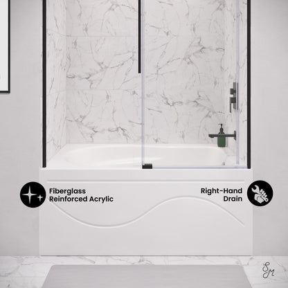 Swiss Madison Ivy 48'' x 32" Bathtub with Apron Right Hand Drain in White