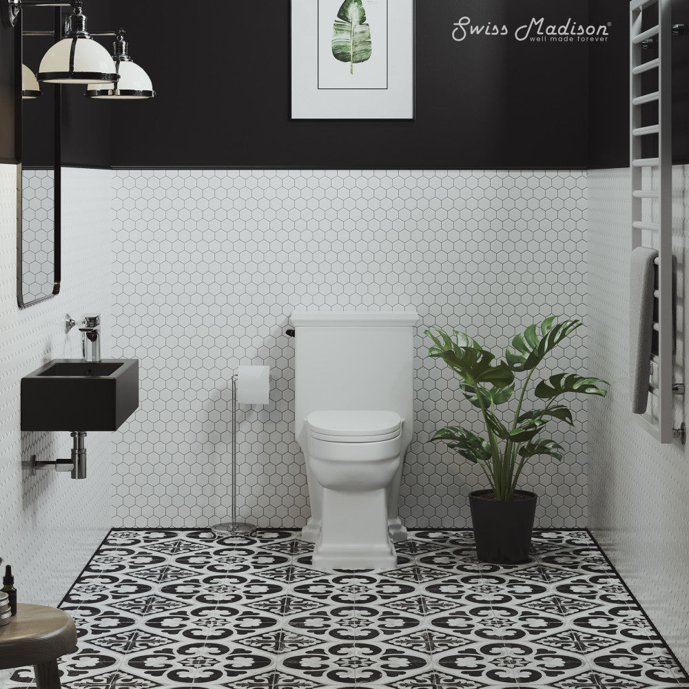 Swiss Madison Voltaire 19.5 x 10 Rectangular Ceramic Wall Hung Sink with Right Side Faucet Mount, Matte Black