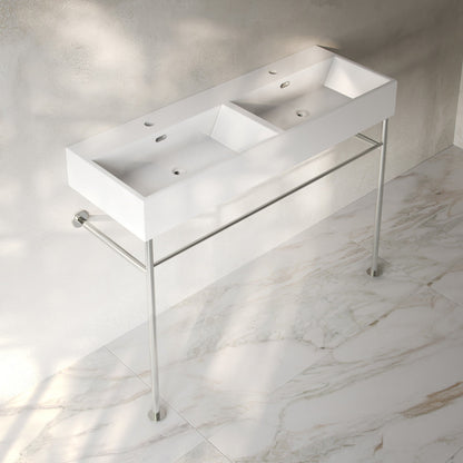 Swiss Madison Claire 48" Double Basin Console Sink with Polished Chrome Legs