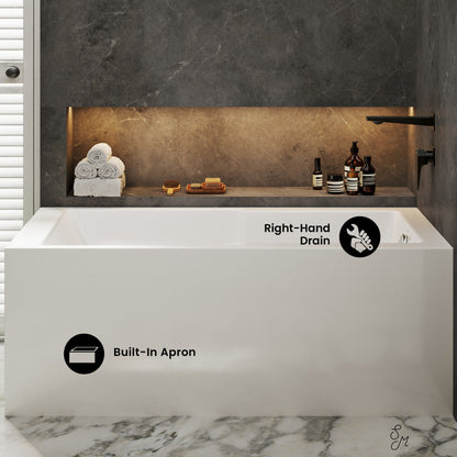 Swiss Madison Claire 60" x 32" Right-Hand Drain Drain Alcove Tub with Corner Apron