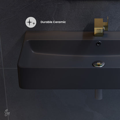Swiss Madison Carre 36" Rectangle Wall-Mount Bathroom Sink in Matte Black