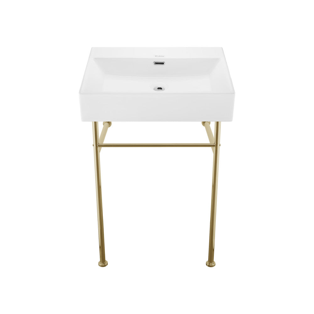 Swiss Madison Claire 24" Rectangle Zero Hole Console Sink with Glossy Gold Legs