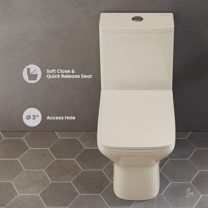 Swiss Madison Carre One Piece Square Toilet Dual Flush 1.1/1.6 gpf in Bisque