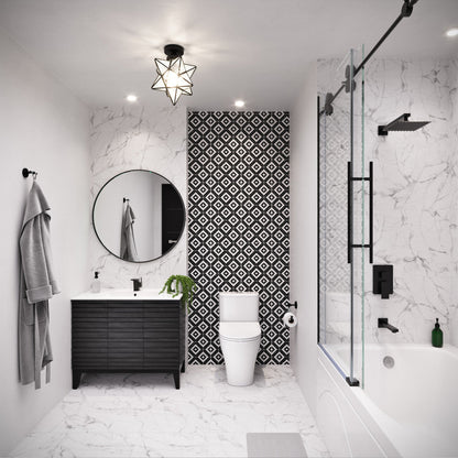 Swiss Madison Ivy 54 x 30 Skirted Left Drain Soaking Alcove Bathtub in Glossy White with Integrated Armrest