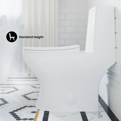 Swiss Madison Ivy One Piece Toilet Dual Vortex™ Flush, Brushed Gold Hardware 1.1/1.6 gpf