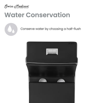 Swiss Madison Concorde One-Piece 12" Rough-in 1.1/1.6 GPF Dual Top Flush Square Toilet in Matte Black