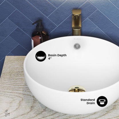 Swiss Madison Sublime 17” Round Vessel Sink in Matte White