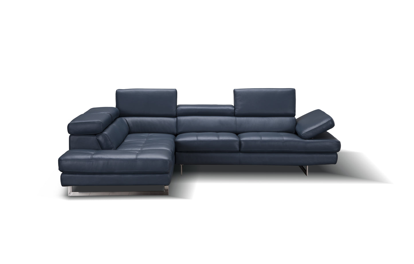 J&M Furniture A761 Italian Leather Sectional Blue In Left Hand Facing