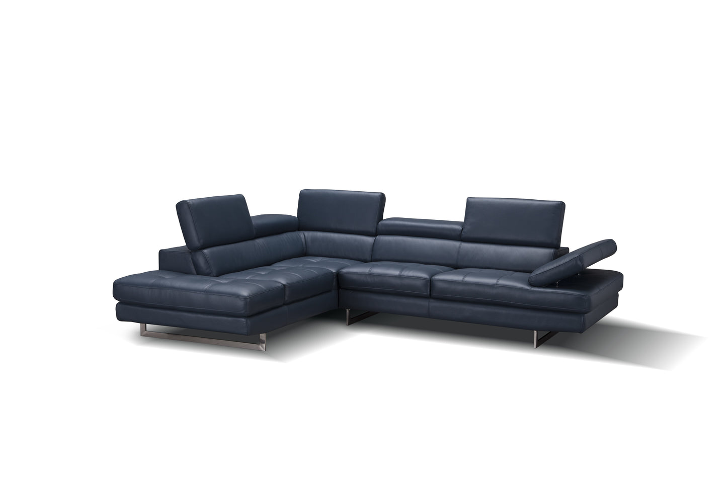 J&M Furniture A761 Italian Leather Sectional Blue In Left Hand Facing
