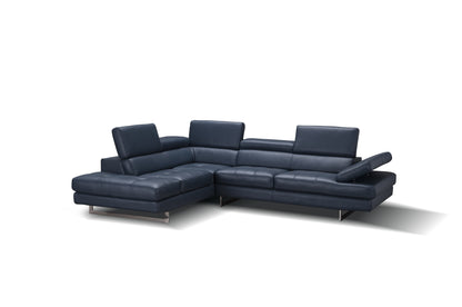 J&M Furniture A761 Italian Leather Sectional Blue In Left Hand Facing