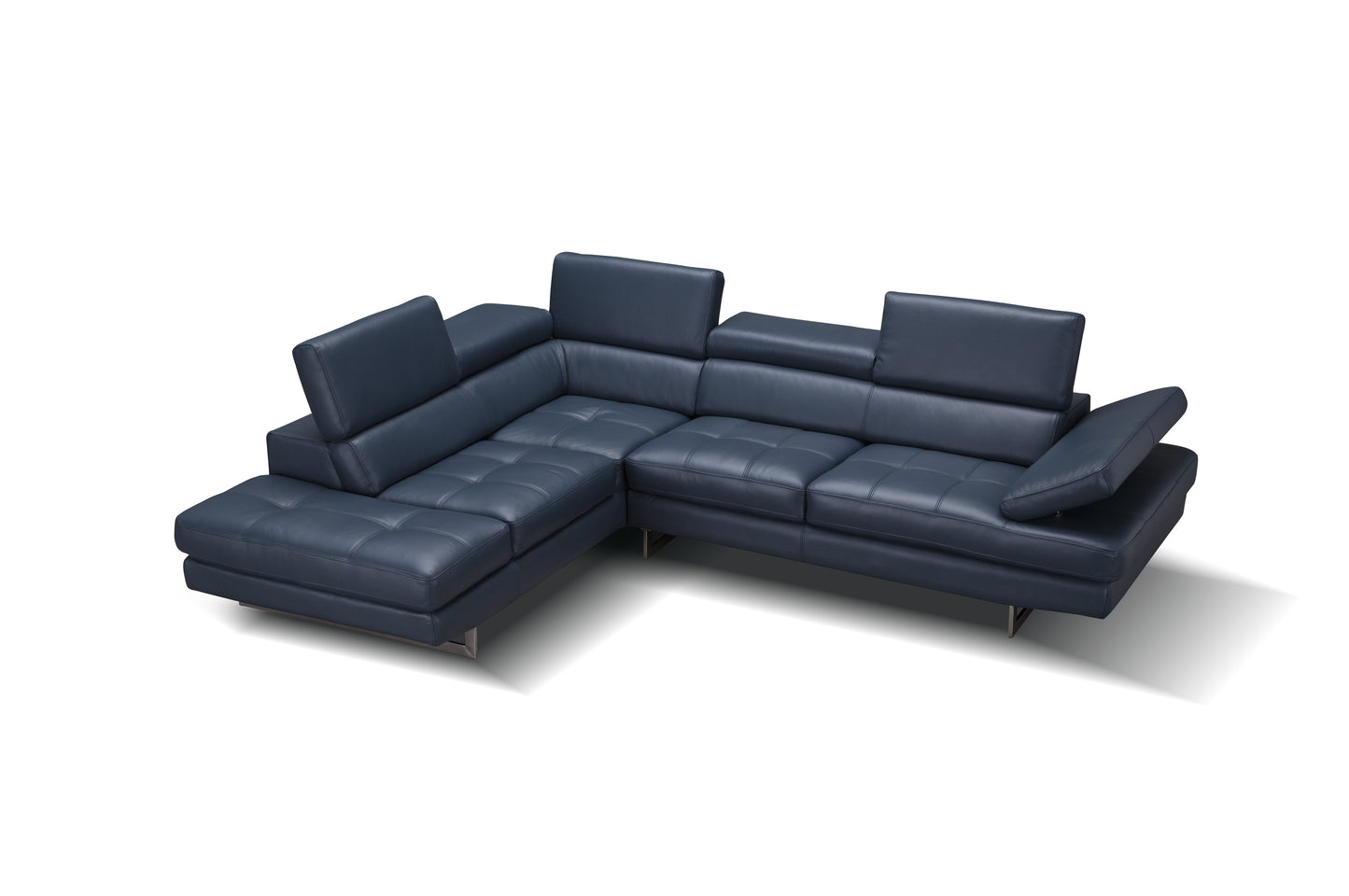 J&M Furniture A761 Italian Leather Sectional Blue In Left Hand Facing