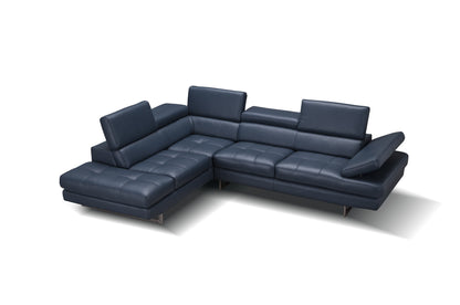J&M Furniture A761 Italian Leather Sectional Blue In Left Hand Facing