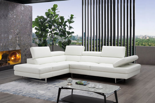 J&M Furniture A761 Italian Leather Sectional White In Left hand Facing