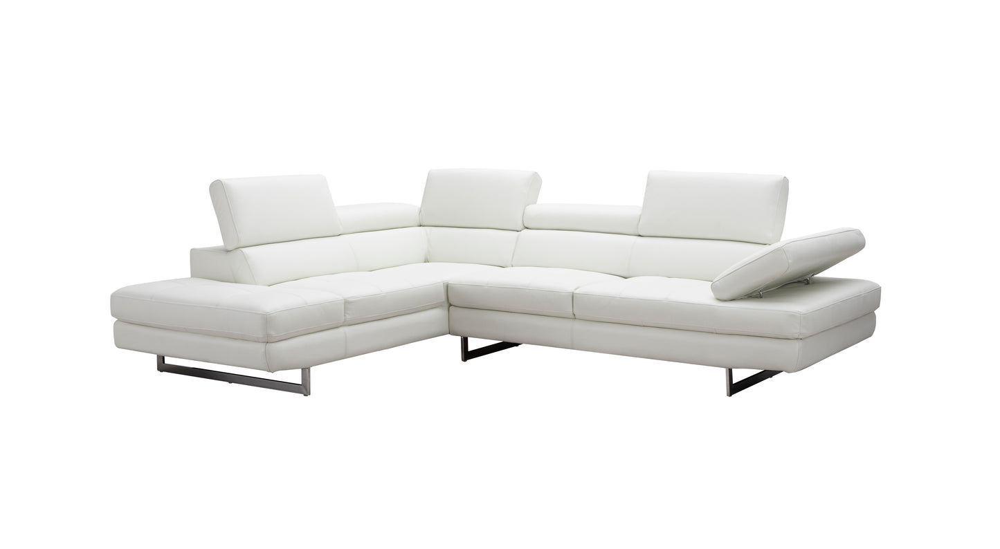 J&M Furniture A761 Italian Leather Sectional White In Left hand Facing