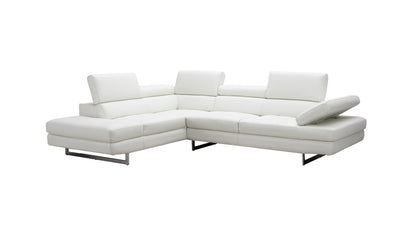 J&M Furniture A761 Italian Leather Sectional White In Left hand Facing