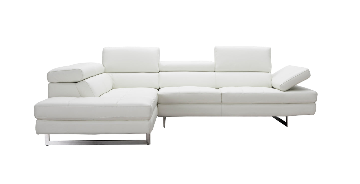 J&M Furniture A761 Italian Leather Sectional White In Left hand Facing