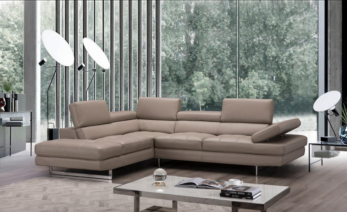 J&M Furniture A761 Italian Leather Sectional Peanut In Left hand Facing