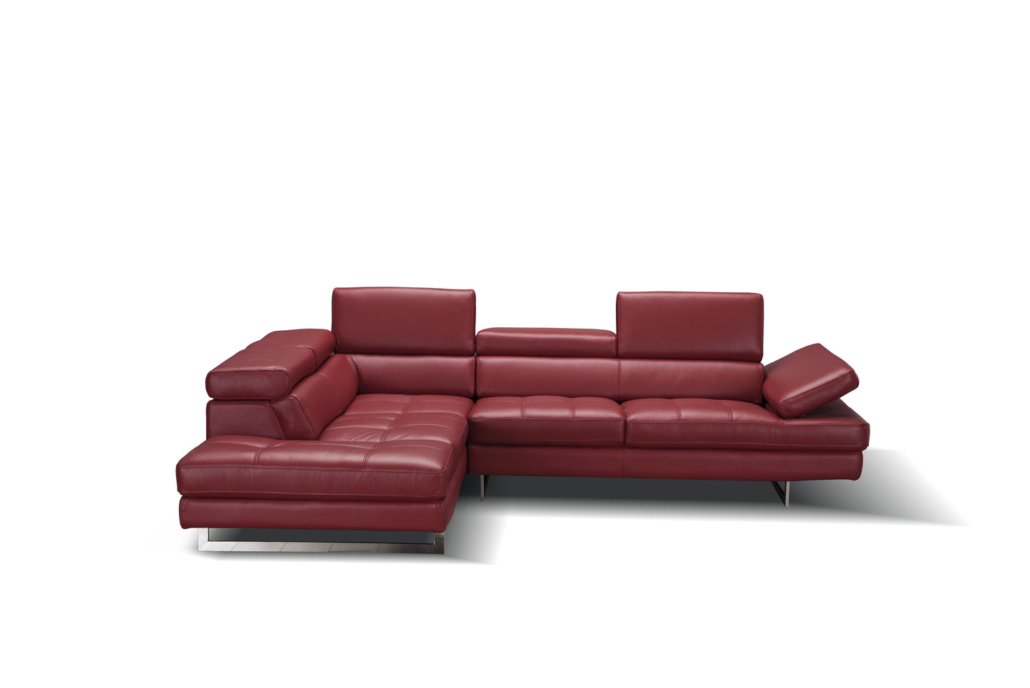J&M Furniture A761 Italian Leather Sectional Red In Left hand Facing
