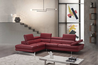 J&M Furniture A761 Italian Leather Sectional Red In Left hand Facing