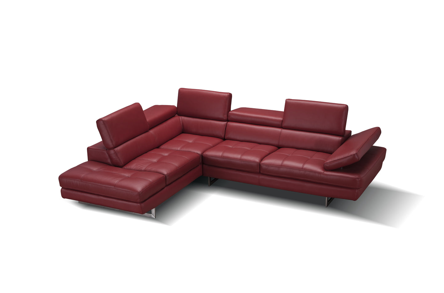 J&M Furniture A761 Italian Leather Sectional Red In Left hand Facing