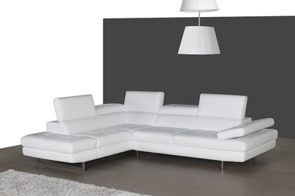 J&M Furniture A761 Italian Leather Sectional Snow White In Left hand Facing