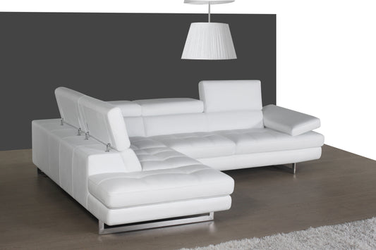 J&M Furniture A761 Italian Leather Sectional Snow White In Left hand Facing