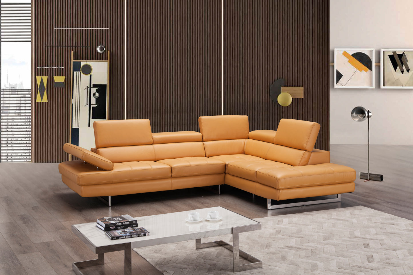 J&M Furniture A761 Italian Leather Sectional Freesia In Right Hand Facing