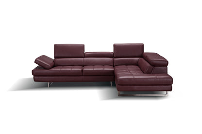 J&M Furniture A761 Italian Leather Sectional Maroon In Right Hand Facing