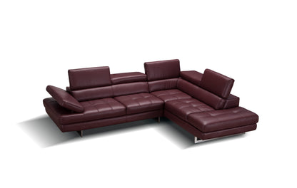 J&M Furniture A761 Italian Leather Sectional Maroon In Right Hand Facing