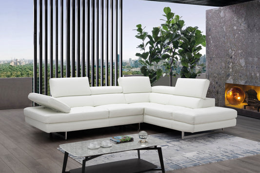 J&M Furniture A761 Italian Leather Sectional White In Right Hand Facing