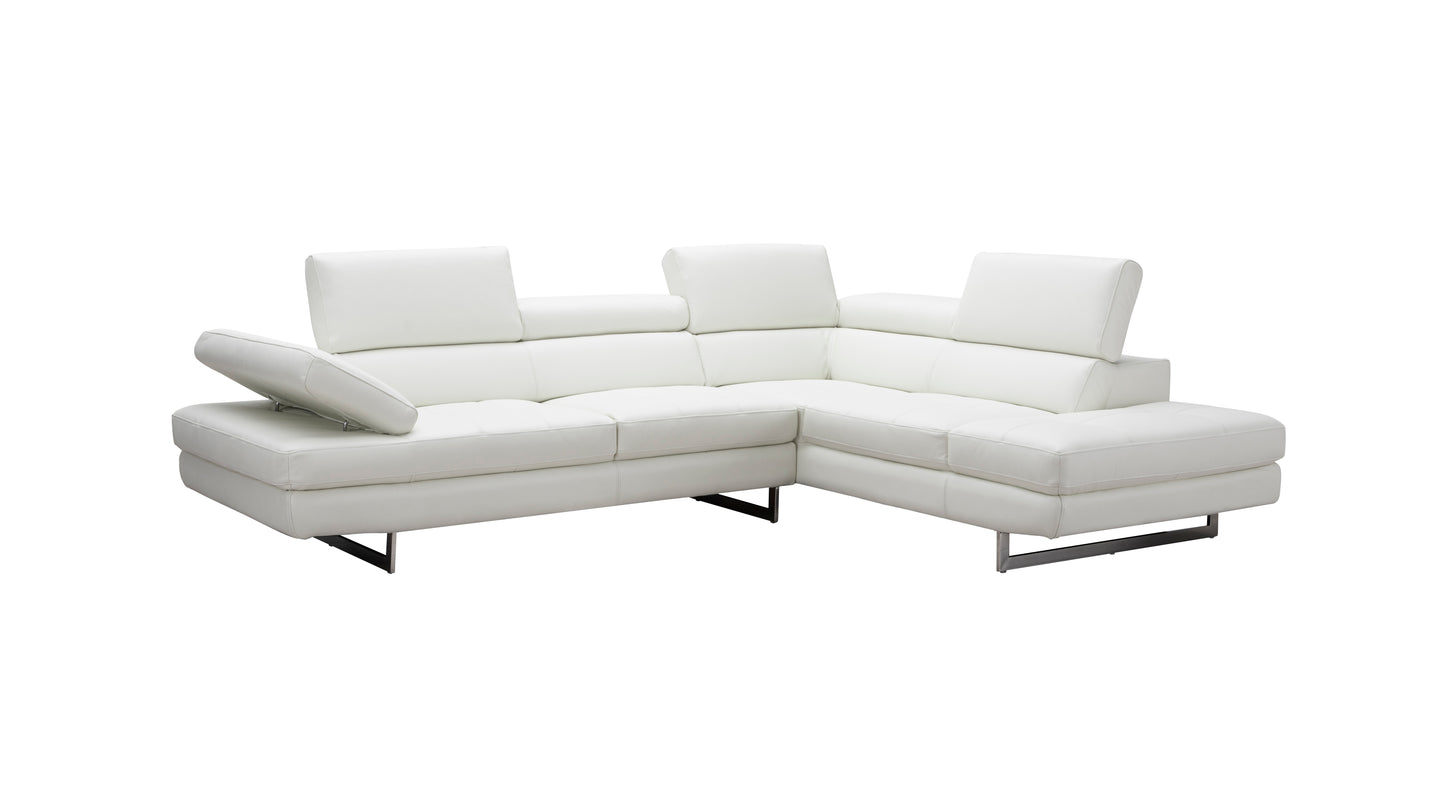 J&M Furniture A761 Italian Leather Sectional White In Right Hand Facing