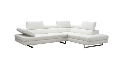 J&M Furniture A761 Italian Leather Sectional White In Right Hand Facing