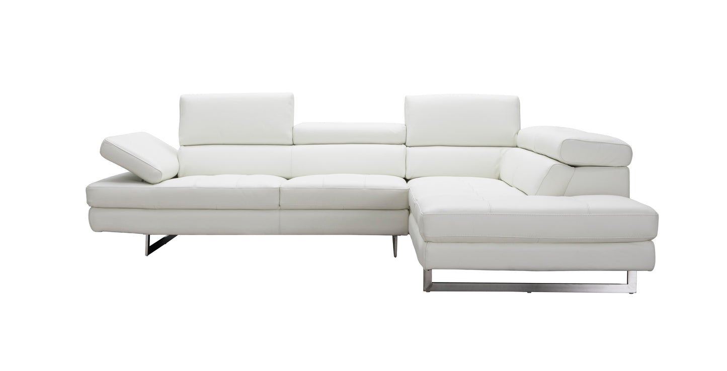 J&M Furniture A761 Italian Leather Sectional White In Right Hand Facing