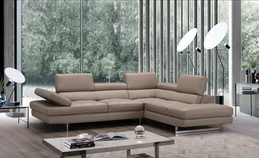 J&M Furniture A761 Italian Leather Sectional Slate Peanut In Right Hand Facing